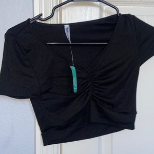 NTW Black Cinch Front Tee